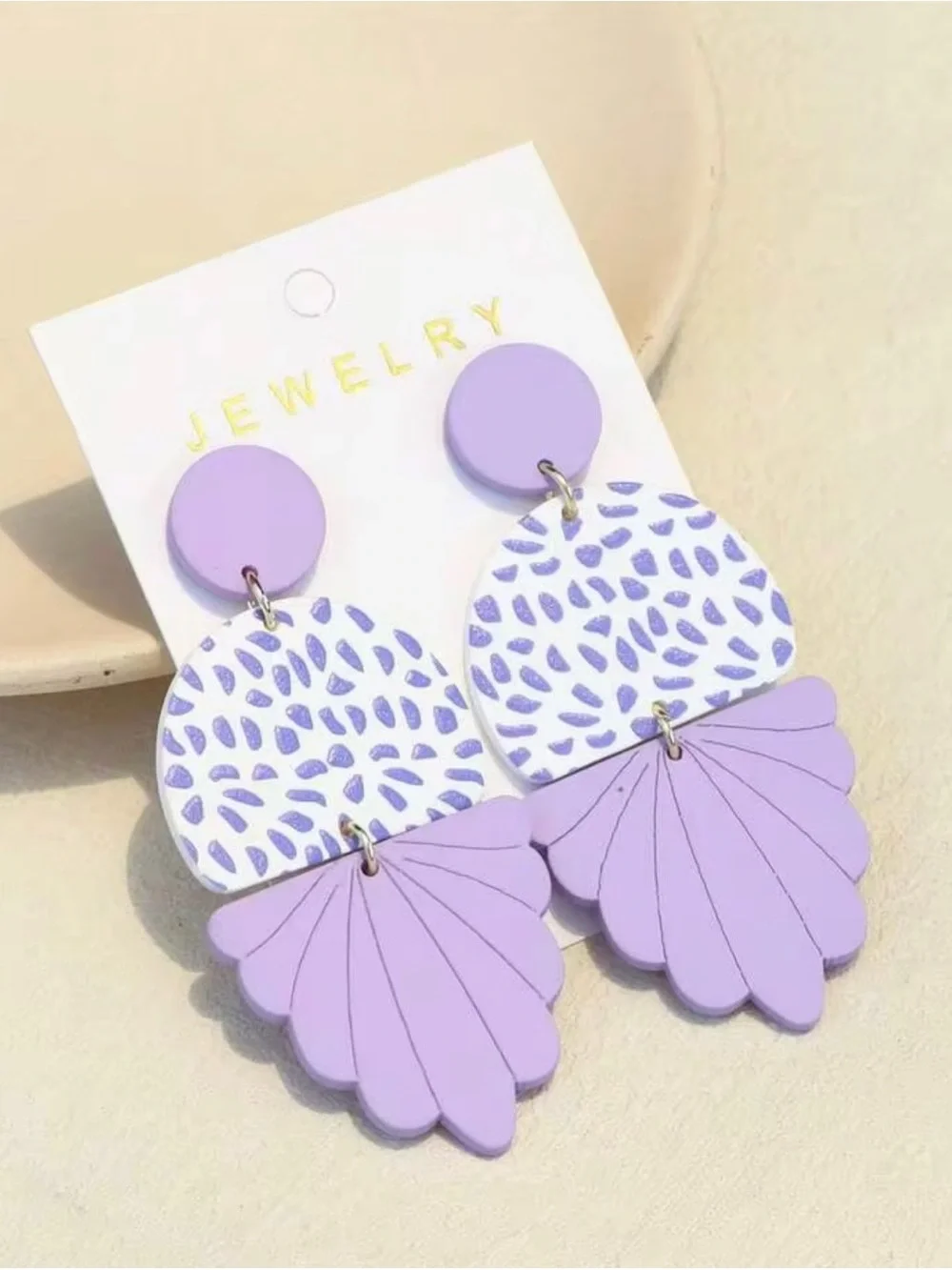 NWT Lavender Statement Drop Earrings - Lilac and White